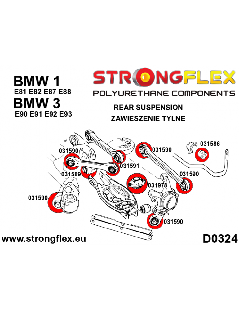 Silent block Polyuréthane de Barre stabilisatrice SPORT Arrière BMW Z4