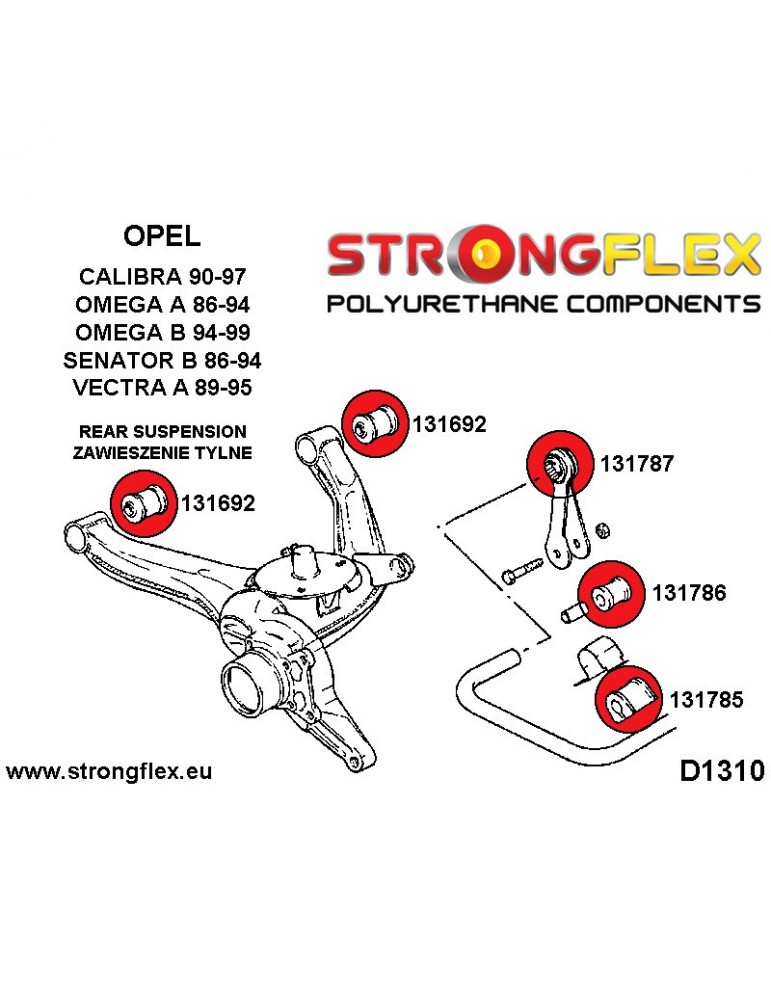 Silent Block Polyur Thane Kit Sport Train De Suspension Opel Calibra